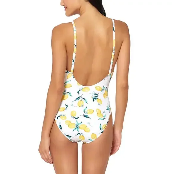 JESSICA SIMPSON Nice Lemons Printed Tie-Waist One Piece Swimsuit in Size Large S - Picture 2 of 2